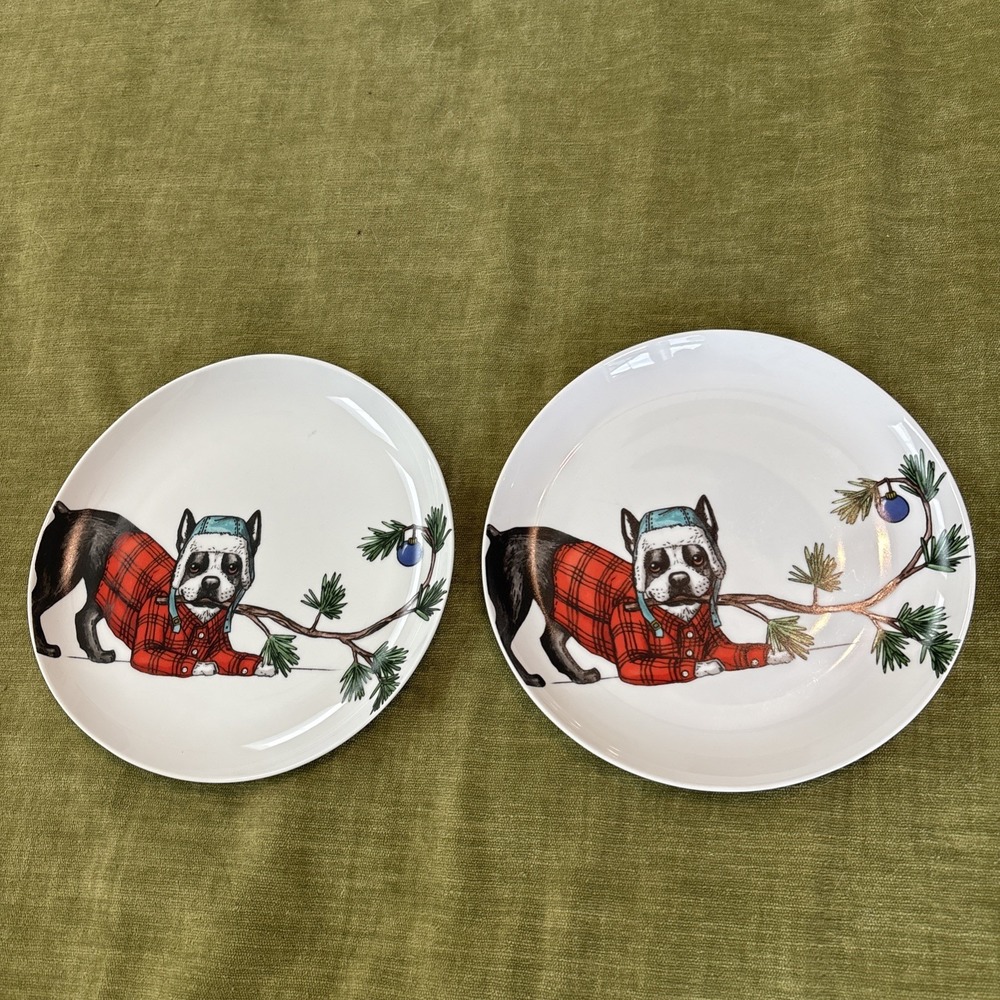 West Elm Rachel Kozlowski Dapper Animal Plate Frenchie Boston Terrier Plate Cute